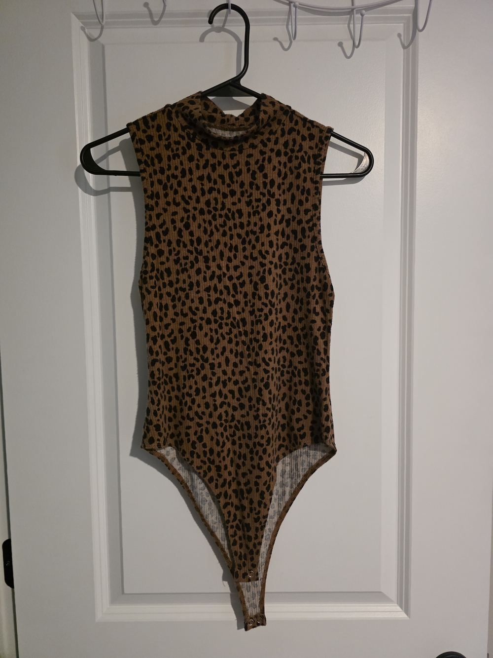 Sleeveless Leopard Print One-Piece Bodysuit - Brown